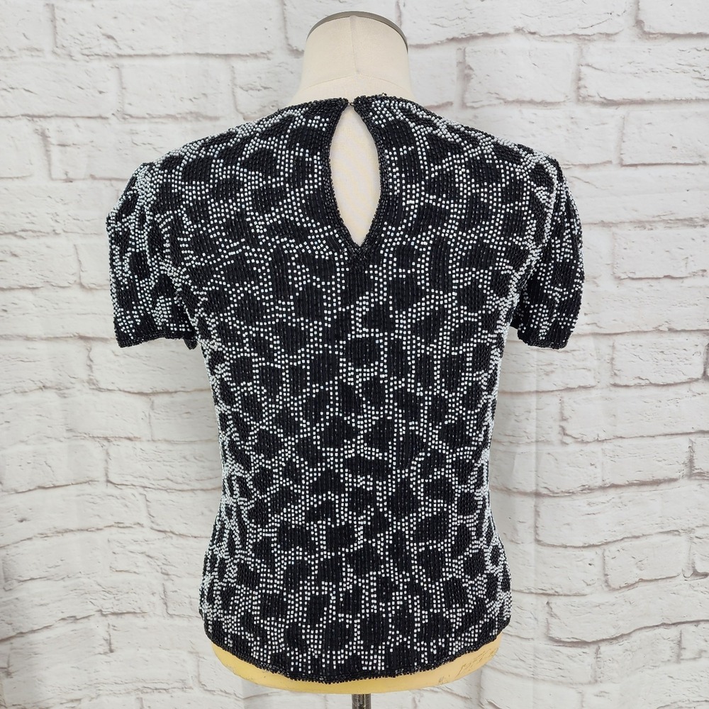 Vintage Fully Beaded Formal Top Art‎ Deco Flapper Glam Gala Black Tie Retro XS? - Picture 3 of 5